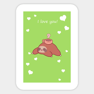 "I Love You" Coffee Sloth Sticker